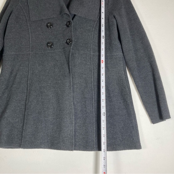 Alfani Charcoal Double-Breasted Pea Coat Merino Wool M Women’s Travel Cozy - Picture 7 of 13